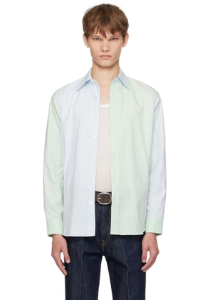 AURALEE Green & Blue Finx Ox Chambray Shirt