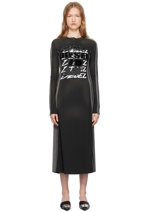 Diesel Black & Gray D-Uncut Stripe Midi Dress