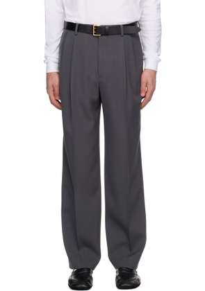 AURALEE Gray Light Wool Two-Tucks Trousers