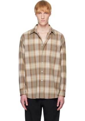 AURALEE Brown & Beige Super Light Wool Check Shirt
