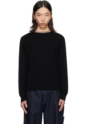 Burberry Black Check Trim Wool Sweater
