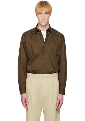 AURALEE Brown Washed Finx Typewriter Button Down Shirt