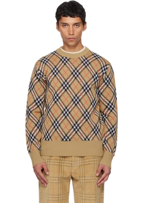 Burberry Beige Check Wool Sweater
