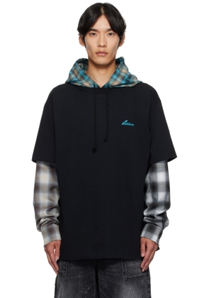 We11done Black Checkered Layered Hoodie