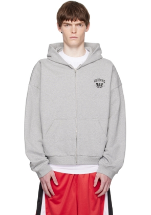 We11done Gray College Zip-Up Hoodie