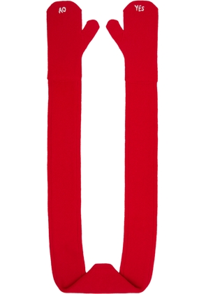 AO YES Red Knit Scarf Gloves