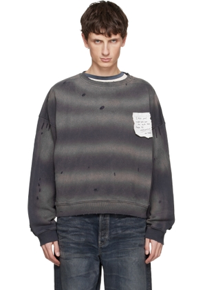 We11done Gray Paper Note Grunge Sweatshirt