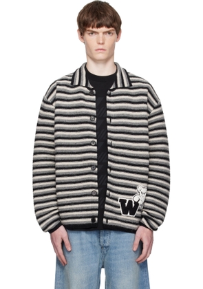 We11done Multicolor Black Stripe Embroidered Cardigan