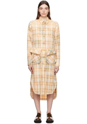 OPEN YY Orange Check Midi Dress