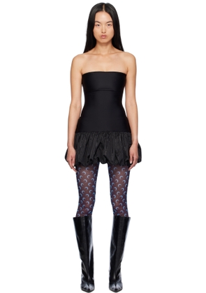 Marine Serre Black Recycled Moire Bubble Minidress
