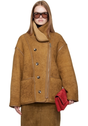 R2W Tan Velva Reversible Shearling Jacket