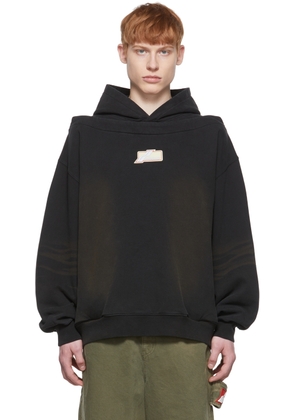 We11done Black Cotton Hoodie