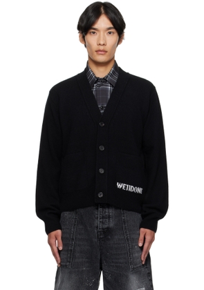 We11done Black Pocket Logo Knit Cardigan