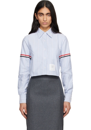 Thom Browne Blue Oxford Armband Cropped Round Collar Shirt