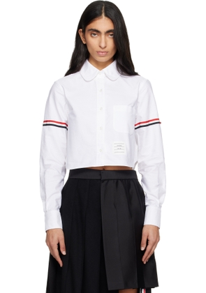 Thom Browne White Oxford Armband Cropped Round Collar Shirt