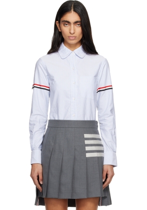 Thom Browne Blue Stripe Oxford Armband Round Collar Shirt
