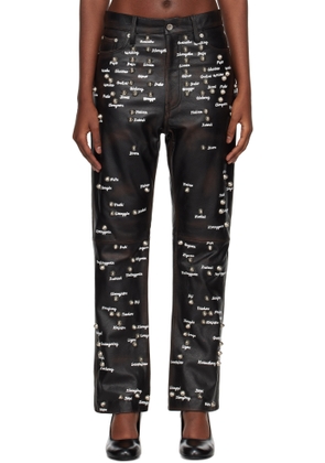 doublet Black Pressure Points Studs Leather Pants