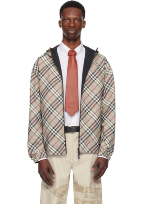 Burberry Taupe & Black Check Reversible Jacket