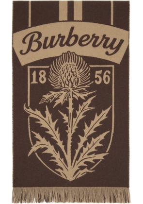 Burberry Brown Thistle Shield Wool Scarf