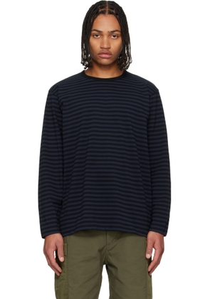 nanamica Black & Navy COOLMAX Stripe Jersey L/S T-shirt