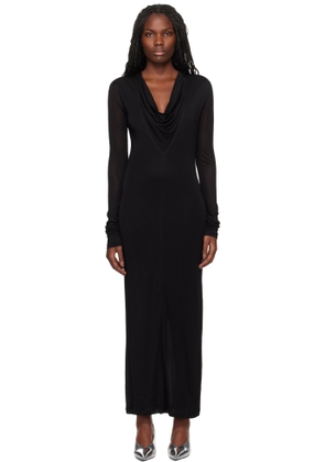 TOTEME Black Draped V-Neck Maxi Dress
