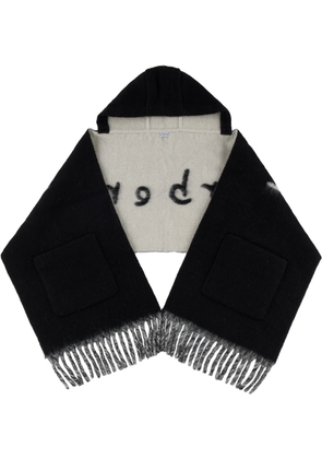 Burberry Black Logo Alpaca Wool Blend Hooded Scarf