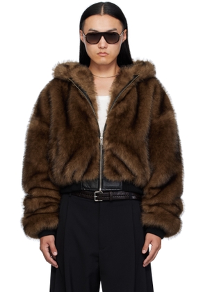 LU'U DAN Brown Yeti Outlaw Faux-Fur Jacket