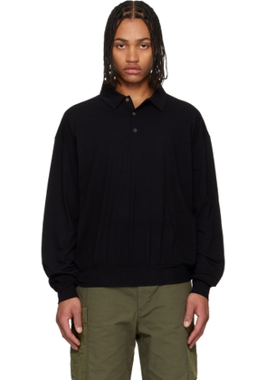nanamica Black Wool Jersey L/S Polo