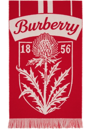 Burberry Red Thistle Shield Wool Scarf