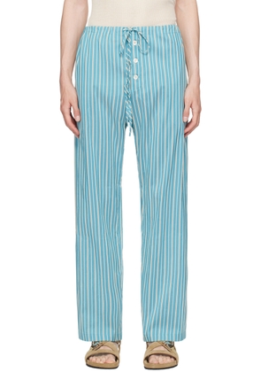 Bode Blue Shore Stripe Trousers