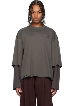 NAMESAKE Gray Mayo Oversized Globe Double Sleeve T-shirt