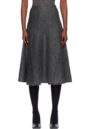 ALAÏA Gray Mohair Knit Circle Midi Skirt