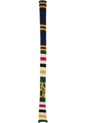 Stefan Cooke Navy & Yellow Stripe Knit Scarf