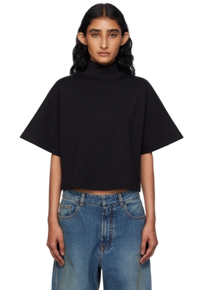 ALAÏA Black Ribbed Cotton High Neck T-shirt