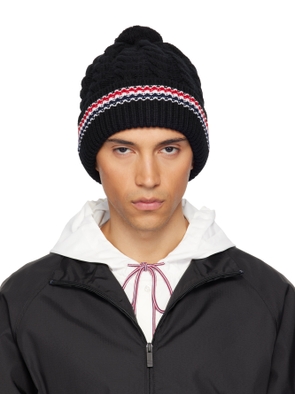 Thom Browne Black Cashmere Baby Cable Stitch Pom Pom Beanie