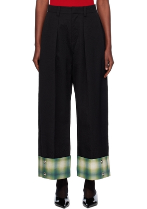 AO YES Black Wrinkled Palazzo Trousers