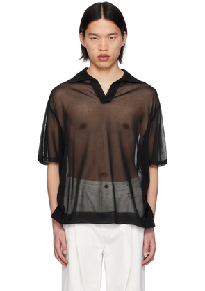 WOOYOUNGMI Black Open Placket Polo