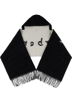 Burberry Black Logo Alpaca Wool Blend Hooded Scarf