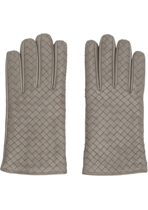 Bottega Veneta Gray Intrecciato Leather Gloves