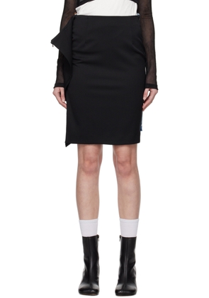 MM6 Maison Margiela Black & Blue Paneled Denim Midi Skirt