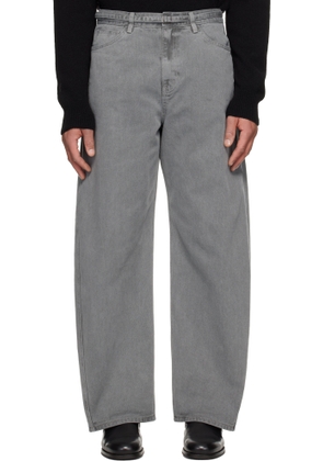 LE17SEPTEMBRE Gray Garment-Dyed Curved Jeans