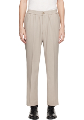 AMI Paris Beige Wool Elasticated Waist Trousers