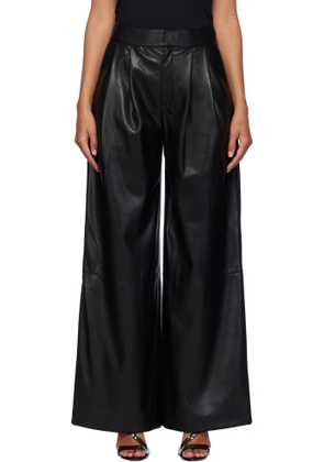 BOSS Black Pleat-Front Relaxed-Fit Faux-Leather Trousers