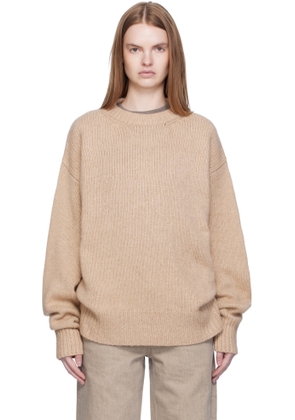 Arch The Beige Crew Neck Oversized Sweater