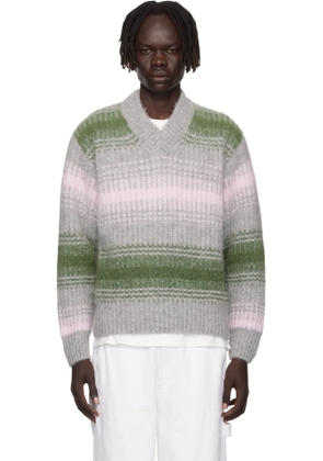 Kenzo Gray & Green Kenzo Paris 'KENZO Speed Stripe' Sweater