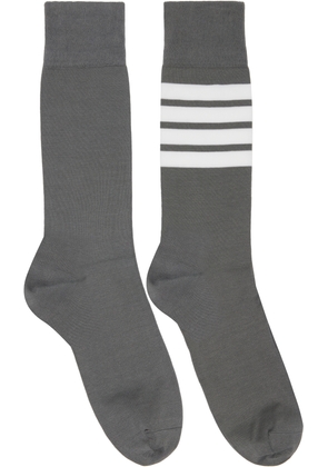 Thom Browne Gray Cotton 4-Bar Mid Calf Socks