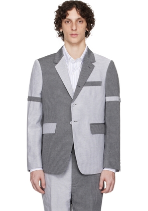 Thom Browne Gray University Stripe Linen Cotton Sport Blazer