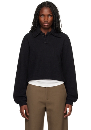 WOOYOUNGMI Black Long Sleeve Tweed Polo