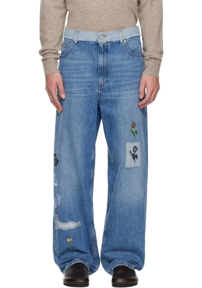 Marni Blue Embroidered Jeans