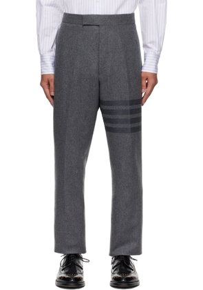 Thom Browne Gray Plain Weave 4-Bar Trousers